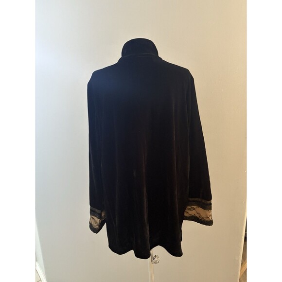 Coldwater Creek Velvet Burnout Coat Womens 1X Black Brown Lace Whimsigoth Vamp - Picture 6 of 16